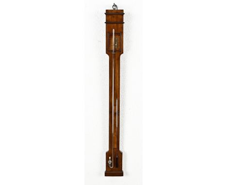 19th century mahogany stick barometer with band intarsia. Dimensions: 105 cm. In good condition.