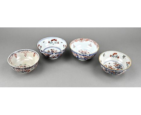 Four 18th century Chinese porcelain bowls with Amsterdam colorful decor. Miscellaneous. One hairline. Dimensions: Ø 14 - 15 c