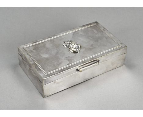 Beautiful plated Christian Dior box with a deer applique on the lid and a double fillet edge. The box has a wooden interior. 