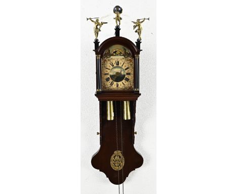 Root nuts Frisian tail clock with alarm clock and moon phase. Second half of the 20th century. Dimensions: 105 cm. In good co