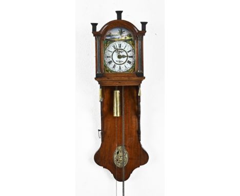 19th century oak Frisian notary clock with alarm clock. Dimensions: 105 cm. In good original condition.
