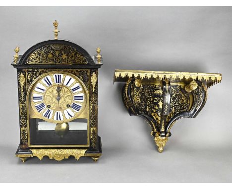 Antique boulle clock on console. Religious. By Gribelin Paris. Circa 1700. The timepiece has been converted to an anchor esca