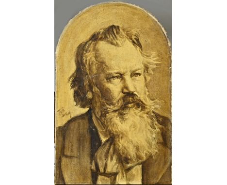 Francis Hermanus Bach. 1865 - 1956 Groningen. Men's portrait. Sepia color. Oil on linen. Dimensions: H 41 x W 26.5 cm. In goo