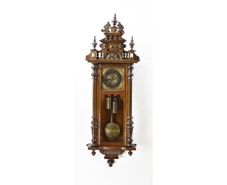 Antique walnut Viennese string regulator. Gustav Becker. Weekly timer with half-hourly striking. Circa 1890. Dimensions: 145 