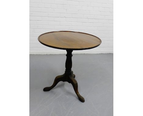 Mahogany pedestal table, the circular tray top on carved tripod support, 78 x 68cm