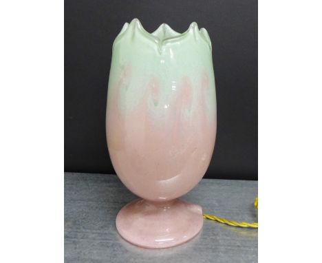 Vasart pink and green swirl opaque glass table lamp 