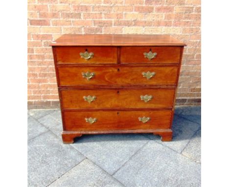 A MAHOGANY CHEST OF TWO SHORT AND THREE LONG DRAWERS  on bracket feet (in two sections), 111cm wide 54cm deep 100cm high