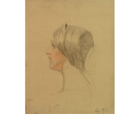 AUGUSTUS LEOPOLD EGG, R.A. (BRITISH, 1816-1863) Portrait Study of a Young Girl, pencil and coloured chalk, signed in pencil l