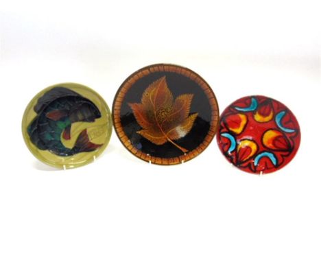 A MOORCROFT LIMITED EDITION 'CARP' YEAR PLATE  for 1989, numbered 111/250, impressed and painted marks to base, 22cm diameter