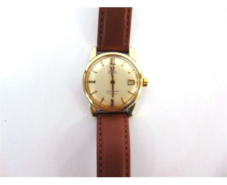 OMEGA, SEAMASTER circa 1960, a gentleman's Automatic wristwatch, the white dial with gilt black batons, gilt hands and sweep 