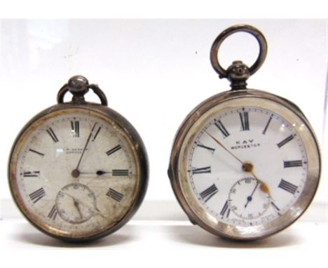 KAYS OF WORCESTER OPEN FACED POCKET WATCH in a Continental silver coloured case, stamped '935'; with a J.W. Benson silver ope