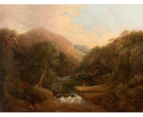 FOLLOWER OF WILLIAM FREDERICK WITHERINGTON Figures by an Upland Stream, oil on canvas, signed 'W.F. Witherington' and dated '