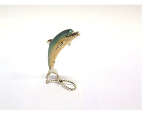 A SATURNO SILVER AND ENAMEL DOLPHIN,  approximately 8cm high