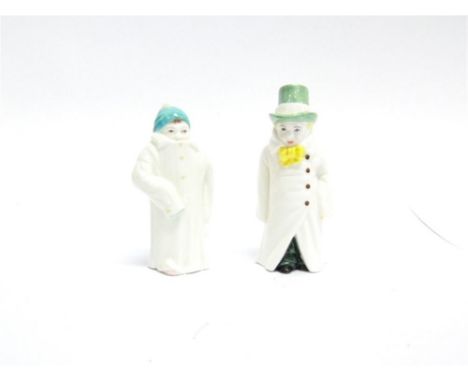 TWO ROYAL WORCESTER CANDLE SNUFFERS:  'Budge' and 'Toddie', 11cm and 10cm high