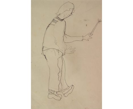 ROBERT O. LENKIEWICZ (BRITISH, 1941-2002) Portrait of a Man, pen and ink, studio blind-stamp lower right, 33.5cm x 22cm. 