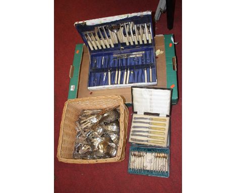 A collection of silver plated flatware 