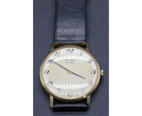 A Record Deluxe 9ct gold cased gent's manual wind wristwatch, case dia.32mm