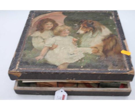 A vintage woodblock puzzle, boxed 