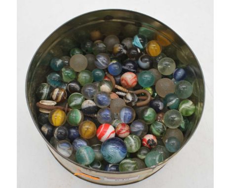 A collection of vintage glass marbles
