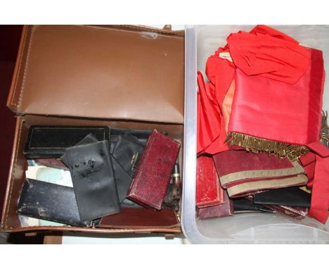 A collection of Masonic regalia, to include various jewels, sash etc 