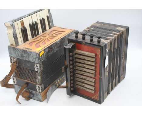 A vintage Ajax Reeds Champion Band squeezebox, together with a Stelpini accordion 