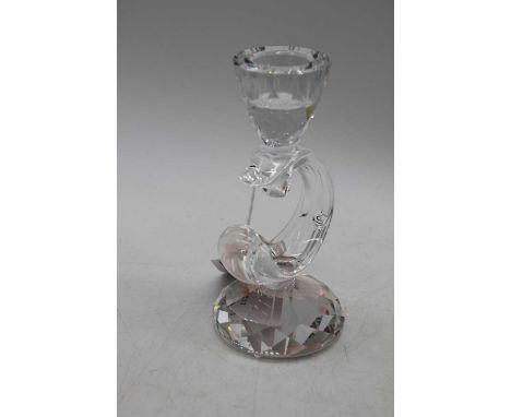 A Swarovski crystal table candlestick, of C-scroll form, h.12cm 