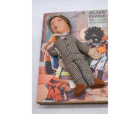 A Chad Valley Newberry Fruits wooden jigsaw puzzle; together with a "Lambeth Walk" cloth doll