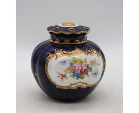 A Royal Crown Derby pot pourri, enamel decorated with flowers, h.11cm