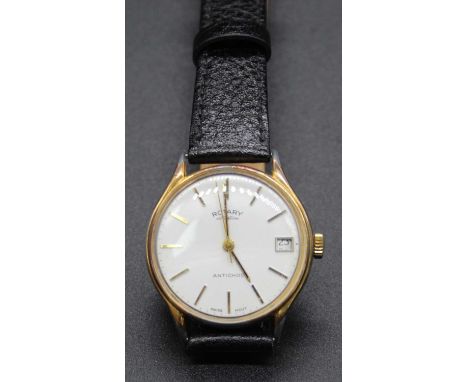 A gent's Rotary gilt metal and steel cased manual wind wristwatch, case dia.33mm 