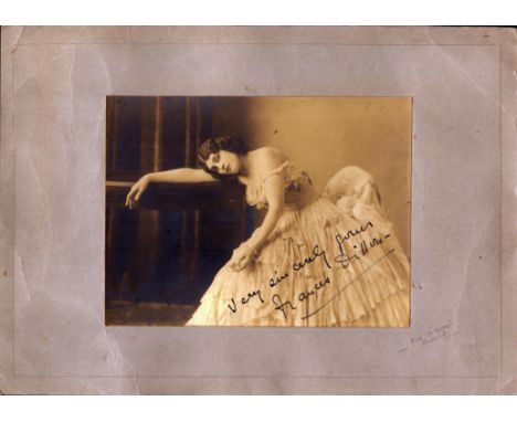Historic. Frances Dillon (Mrs Frances Druce) signed 8 x 6 inch black and white Portrait photo. Signed in blue ink. Attached t