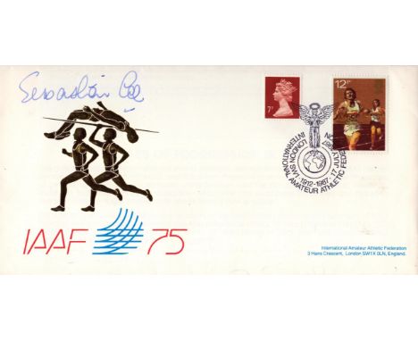 Sport. Lord Seb Coe Signed IAAF first day cover. Signed in blue ink. 2 British stamps with 17th July 1987 postmark. Good cond