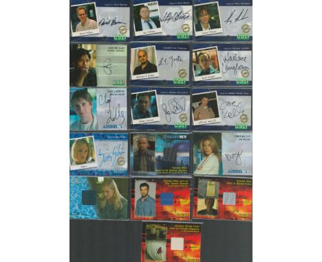 Trading cards CSI:NY 2 x signatures includes Chad Lindberg and Sonya Walger Plus 1 unsigned Hill Harper plus CSI:Miami 1 sign
