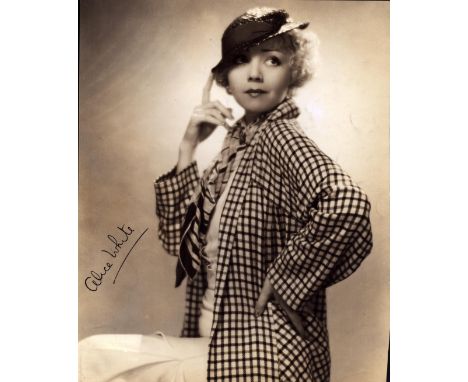 Tv and Film. Alice White signed 9 x 7 inch approx black and white glossy vintage photo. Signed in black ink. Good condition. 