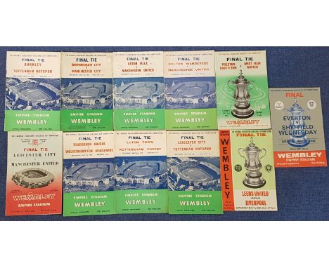 11 Football Association Challenge Cup Competition programmes. Manchester City V Birmingham, Arsenal V Manchester United, Bolt