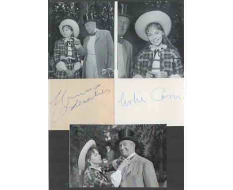 Maurice Chevalier and Leslie Caron 12x8 inch Gigi signature piece includes two signed white cards and three black and white v