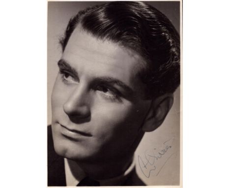 Tv and Film. Laurence Olivier signed 6 x 4.5 inch vintage black and white photo. Signed in blue ink. Good condition. All auto