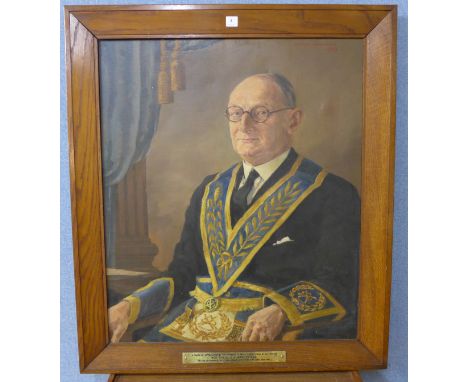 Frank Waddington (1897-1952), portrait of Dr. G.G. Wray, oil on canvas, dated 1943, 83 x 70cms, framed