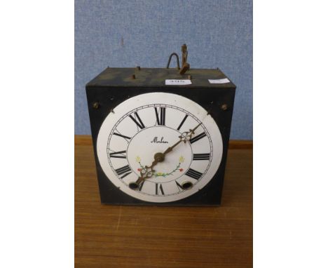 A French Comptoise wall clock movement and dial