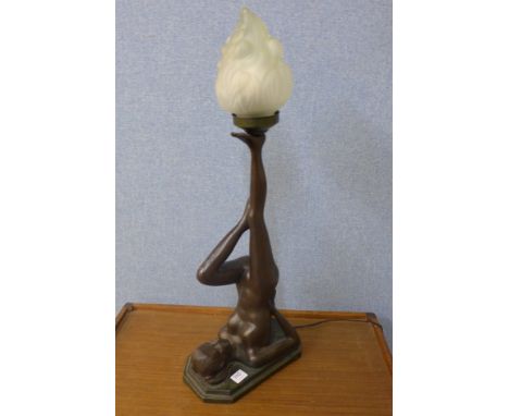 An Art Deco style figural table lamp