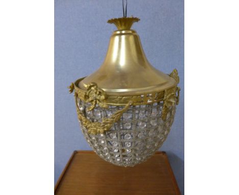 A French gilt metal and glass pendant ceiling light