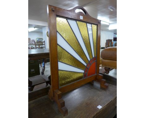 An Art Deco stained glass firescreen