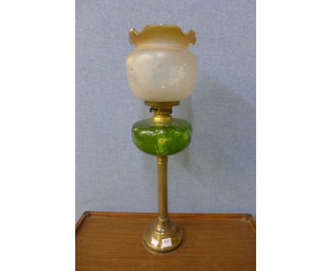 A brass oil lamp