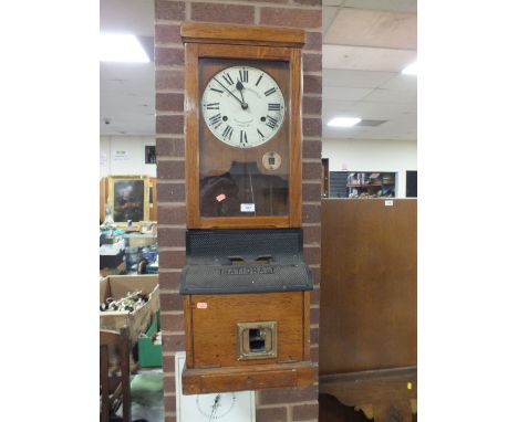 A VINTAGE 'NATIONAL TIME RECORDER' CLOCK - IN MACHINE