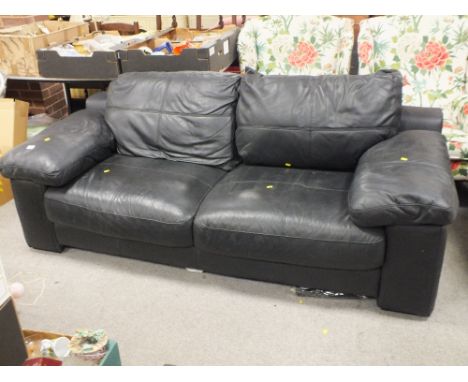 A BLACK MODERN THREE SEATER SOFA