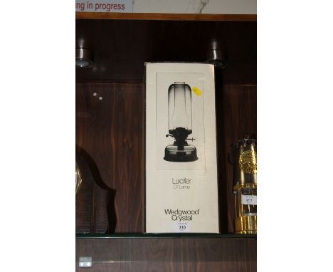 A BOXED WEDGWOOD CRYSTAL LUCIFER OIL LAMP