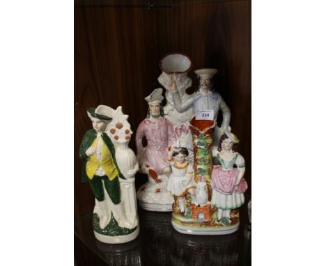 THREE STAFFORDSHIRE STYLE FLATBACK FIGURES 