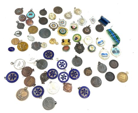 Approx. 50 vintage sporting medals including table tennis, curling, swimming and darts