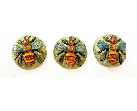 Rare arts and crafts Mary Watts compton pottery bumble bee buttons (3)