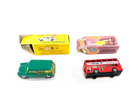 Vintage dinky diecast toy car 'Morris mini traveller' in original box and Matchbox ' 17 The Londoner' in original box