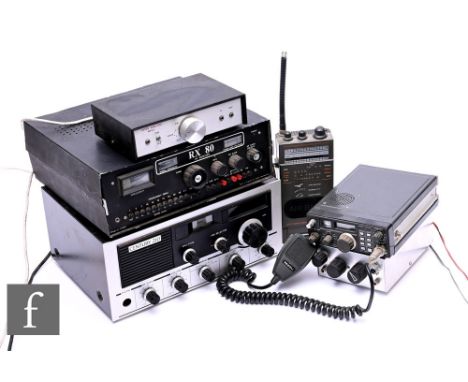 A Yaesu FT-290R 2m all mode transceiver with manual, a Century-21D tuner, an RX80 frequency receiver, a hand held receiver an